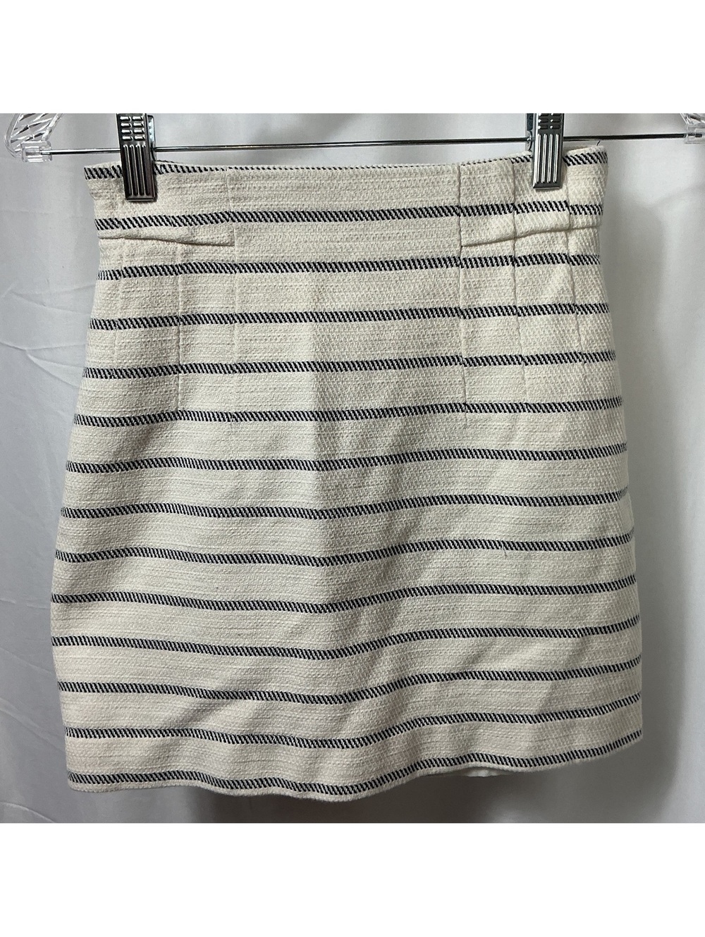 H&M Women’s 2 Striped Mini Skirt Cream Black Cotton Blend Lined